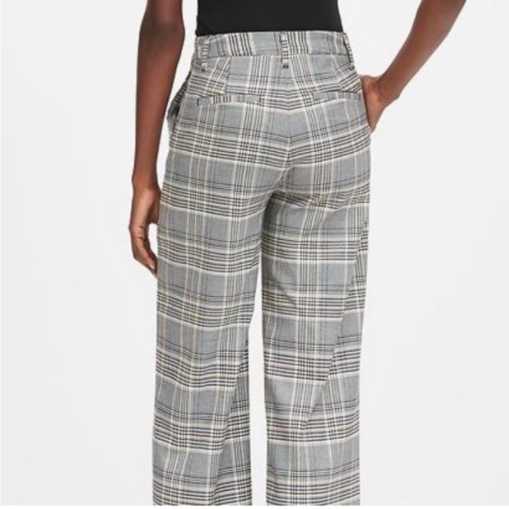 Banana Republic Black White and Yellow Plaid Everybody Wide Leg Cropped Pants 4 - Picture 2 of 11